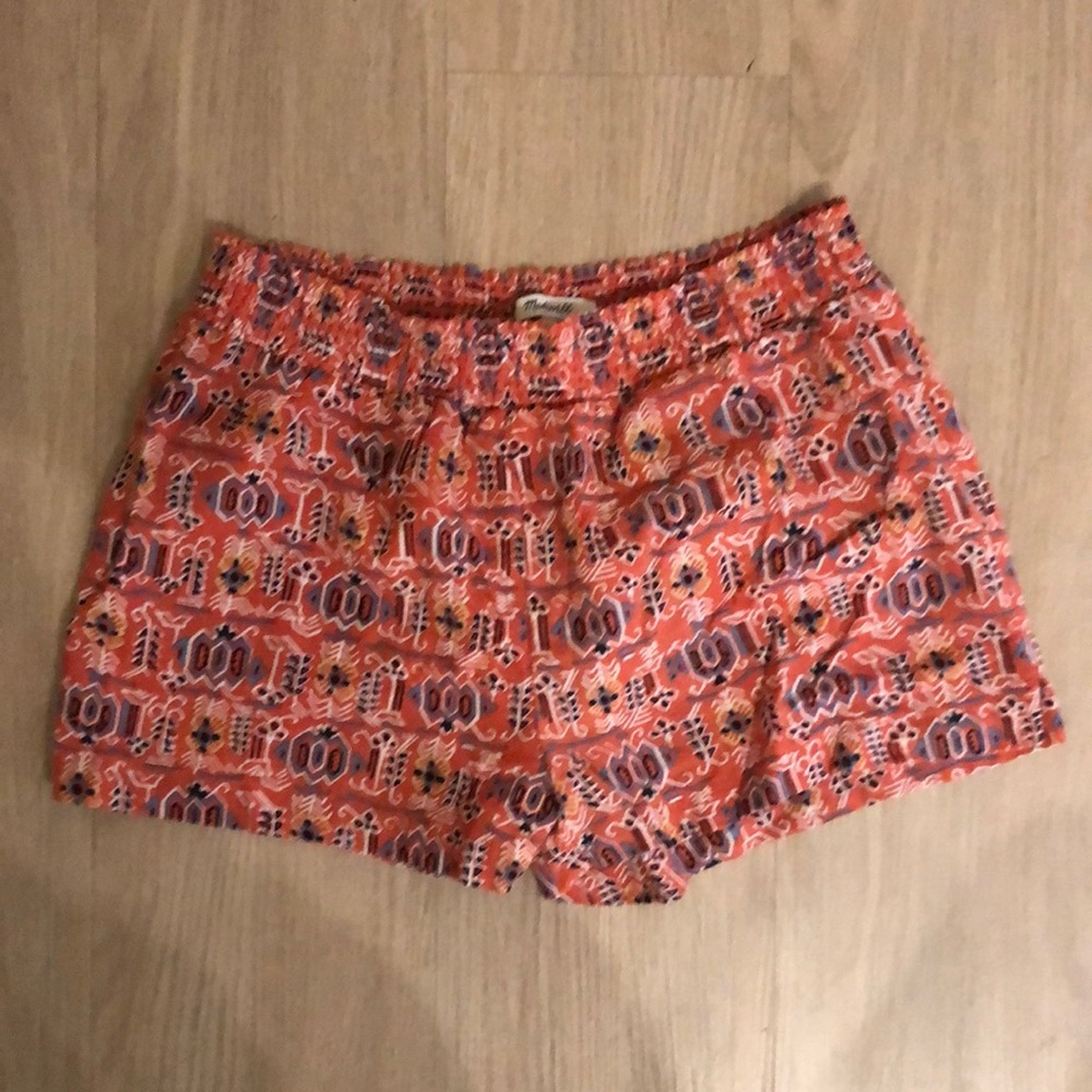 Madewell Coral Tribal Print Resort Shorts